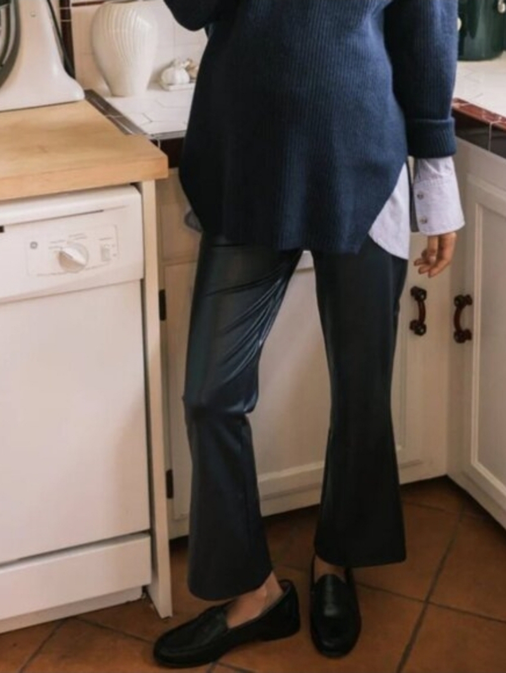 NWT Hatch the vegan leather crop flare pants, 0 ( xsmall )
